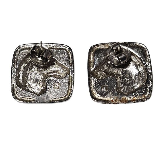 Vintage 80s Avon Safari Zebra Silver Tone Square Drop Earrings Fashion Jewelry - Picture 2 of 4